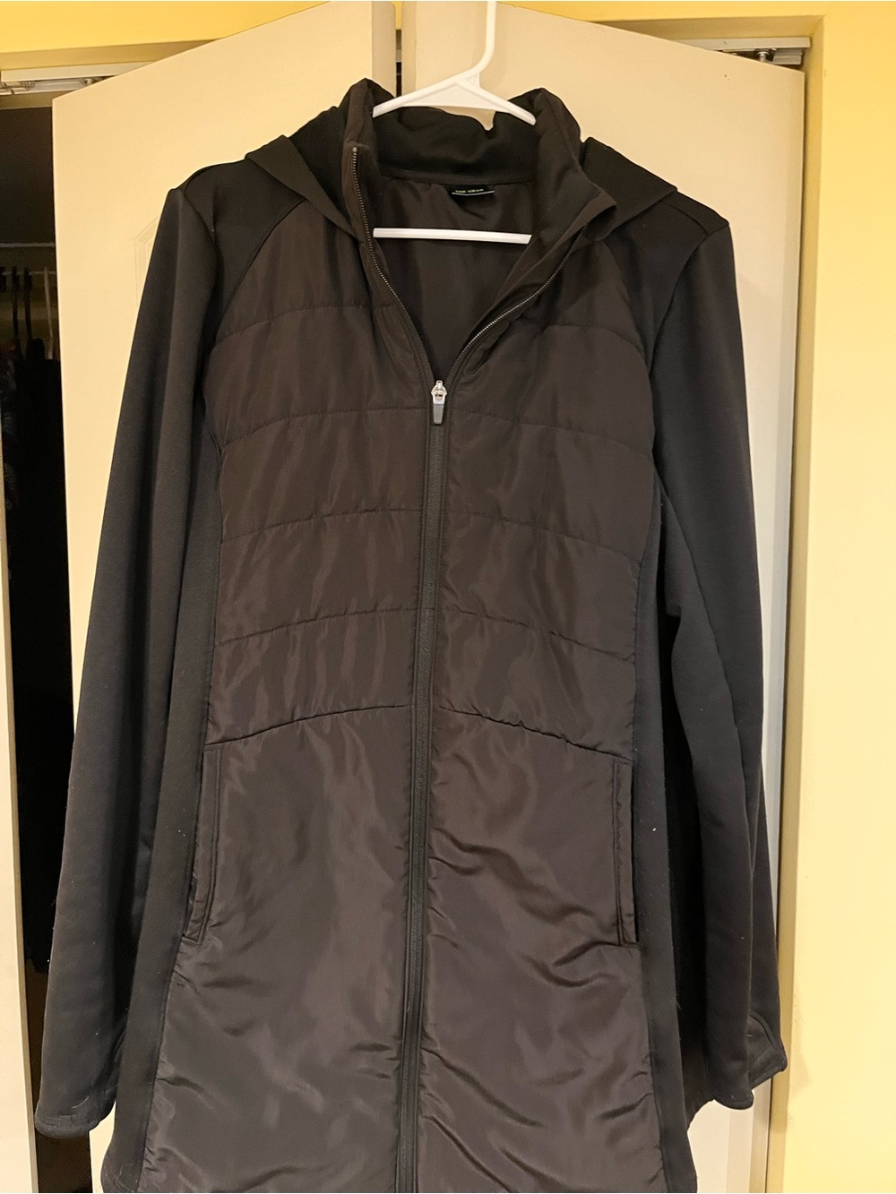 tek gear Black Quilted Hooded Trench Coat